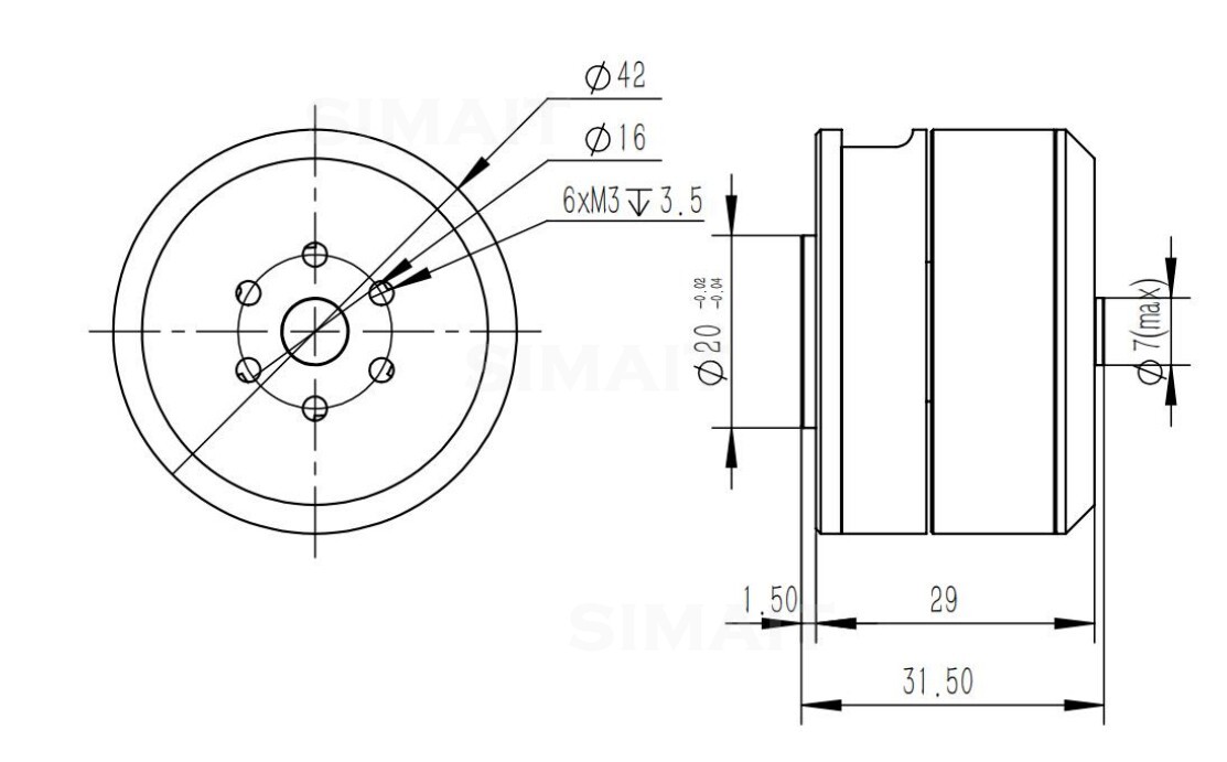 Direct Drive Servo Motor Robotics - Motore Hub BLDC DAMIAO DM-H3510 24V